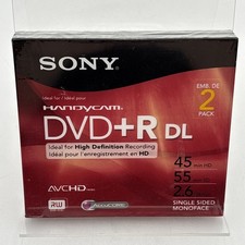 Sony Handycam DVD+R DL Blank DVD 2.6GB 45 HD/55 SD Minutes BRAND NEW 2 PACK picture