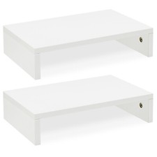 Monitor Stand Riser-2 Pack,Wood 2 Tier Adjustable Dual Monitor Riser White. picture
