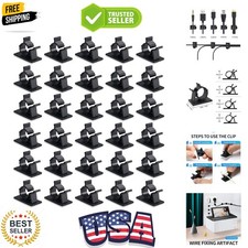 30 Pcs Black Clips Self Adhesive Backed Nylon Wire Adjustable Cable Clips Adh... picture