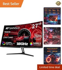 Experience Immersive Gaming with 27-Inch Curved QHD Monitor - 5000:1 Contrast picture
