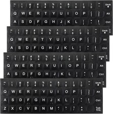4PCS Keyboard Letter Stickers, Ultra-Clear Black Background with White Text Lapt picture