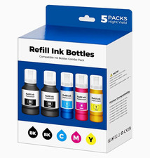 5 Pack Refill Ink Bottles CMYK + Black for Epson EcoTank ET-2850/3850/4850 picture