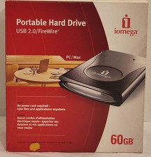 IOMEGE Portable Hard Drive USB 2.0/Fire Wire 60 GB NEW OPEN BOX picture