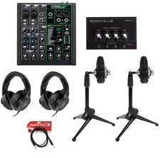 2-Person Podcast Podcasting Recording Kit w/Mackie ProFX6v3 Mixer+EM-91C Mics picture