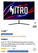 acer nitro 27” curved monitor 1440p 170hz picture