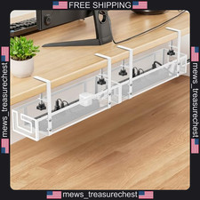 Cable Management Tray 15.75 inch Metal Under Desk Organizer No Drill picture