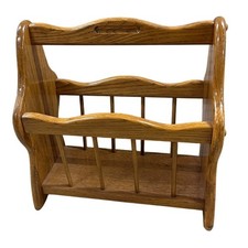 Vintage Oak Magazine Rack Wood Holder picture