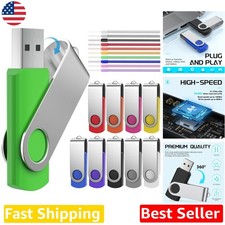 Bulk 64GB USB 2.0 Flash Drives - 10 Pcs Multicolour, Fast Data Storage picture