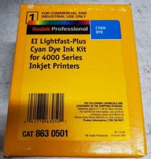 Genuine Sealed Kodak Encad Cyan EI Lightfast Dye Ink Kit 4000 8630501 500 ml picture