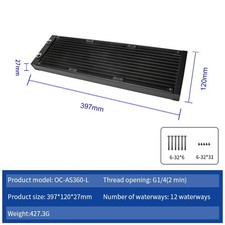 OCOCOO  120mm 240mm 360mm Radiator Aluminum G1/4 Threads Water Cooling Black picture