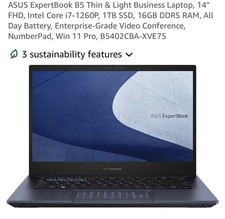 NEW Asus Expertbook B5 B5402 14” FHD Flip Intel Core i7-1260p 16gb Ram 1tb Ssd picture