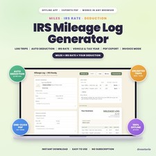 IRS Mileage Log Generator App - Mileage Tracker for Taxes, Printable PDF picture
