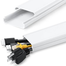 White PVC TV Cord Cover Raceway 34in Wall Cable Hider, 2in Wide, Self-Adhesive picture