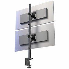 Black Dual LCD Monitor Desk Mount Stand, Stacked Vertical 2 Screens up to 34