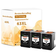 3PK refilled 63XL 63 XL black ink cartridge for HP OfficeJet 5252 5255 5258 5264 picture