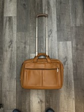 SOLO Walker Classic Leather Rolling Briefcase ~ Tan ~ NWT picture