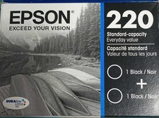 Epson T220 DURABrite Ultra Black Ink Cartridge Dual Pack EXP 2025 picture