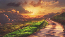 Landscape road sunset sunlight nature Custom Gaming Mat Desk picture