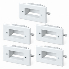 Commercial Electric 1-Gang Low Voltage Recessed Cable Plate, White (5 Pack) picture