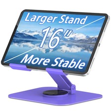 TAPMEI Large Metal Tablet Stand 360° Rotation for 4-16” Tablet, Purple picture