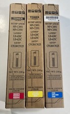TONER FOR USE IN RICOH AFICIO LANIER SAVIN UNBRANDED LOT OF 3 CYAN YELLOW & MAG picture