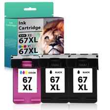 1-3PK 67-XL 67XL Black & Color 67XL Ink for HP Deskjet 4155e Plus 4122 4132 4155 picture