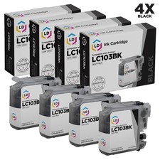 LD Set of 4 LC103 Black Ink for Brother LC103BK MFC-J470DW MFC-J475DW MFC-J650 picture