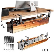 No Drill Thickened Under Desk Cable Management,38.5In,| Upgraded Wood-Grain picture