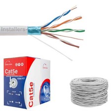 Cat5e 1000ft Cable FTP Cat5 Shielded Solid Bulk Ethernet Lan Network Wire White picture
