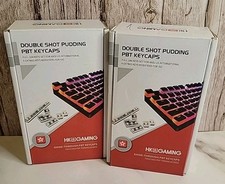 2X HK Gaming Double Shot Pudding PBT Keycaps GreenShine Through 104 Key St ANSI  picture