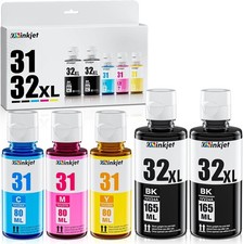 31 Ink Bottle Set, 32XL Black Ink Bottle Compatible for HP Smart Tank 7602 60... picture
