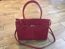 New Women Wilson Red Hard Leather Messenger Bag Laptop Shoulder Case 12