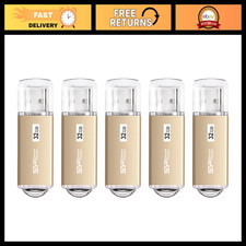 32GB USB 3.0 Flash Drive - 5 Pack, High-Speed Storage, Portable & Durable, Gold picture