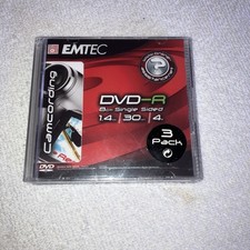 EMTEC DVD-R 8cm Single Sided 1.4GB 30 Minute 4X Camcording New Sealed 3-pack picture