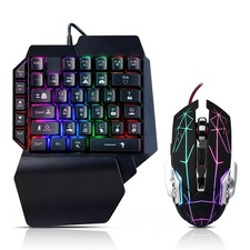 Wired One Handed Gaming Keyboard Mouse Combo LED 39 Keys PC Gamer Black picture