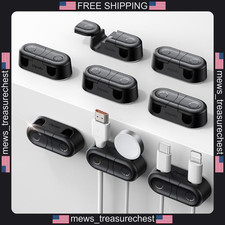 Magnetic Cable Clips 8 Pack Dual Slot Cord Organizer Black picture