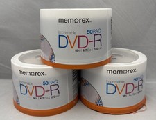 Lot Of 3 - Memorex Imprimable DVD-R - 50 Pack 16X 4.7GB 120 Min -NEW (150 Discs) picture