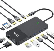 MCY DOCKING STATION, MCY 12 IN 1 TRIPLE DISPLAY LAPTOP USB C DOCKING - BLACK picture