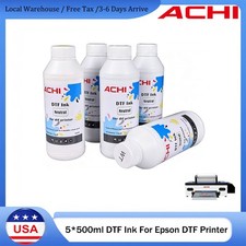 US Stock 5X500ml DTF Ink For Epson DTF R1390/L1800 XP600 T-Shirt Printer CYMKW picture