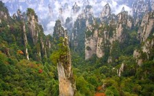 Landscape china forest mountains clouds limestone cliff Custom Gaming Mat Desk picture