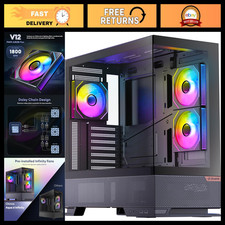 ATX PC Case with 3 ARGB Fans, 360mm Radiator Support, Tempered Glass, Type-C Por picture