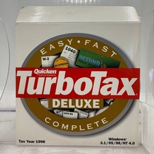 Vintage 1998 Quicken TurboTax Deluxe Complete Windows 3.1 95 98 NT 4.0 Tax Year picture
