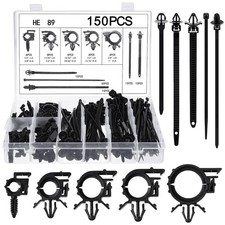 150 Pcs Wire Loom Clips - 15 Sizes Push Mount Cable Management for Cars picture
