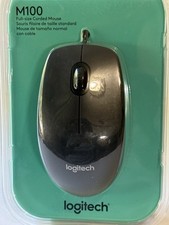 2 Pack Logitech M100 Optical Mouse Full-Size Corded USB Wired, Black Sealed picture