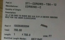 NEW GENUINE Corning 371-COROM3-TBA-12    750 FEET picture