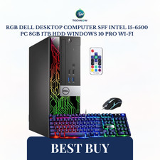 RGB DELL Desktop Computer SFF Intel i5-6500 PC 8GB 1TB HDD Windows 10 pro Wi-Fi picture