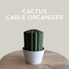 Cable Organizer w/ Hidden Storage, 4 Cable Rings, Cactus Cable Winder Decoration picture