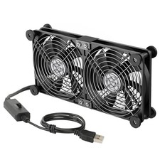 ELUTENG Dual 120mm AC Cooling Fan 12V 3-Speed 1500RPM 52.7CFM 25dBA w/ Adapter picture