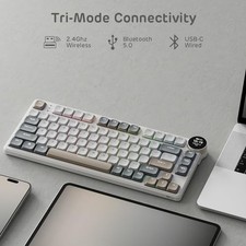 SANDY GRAY - RK ROYAL KLUDGE N80 LOW PROFILE MECHANICAL KEYBOARD W/SMART DISPLAY picture