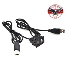Car Dash Flush Mount AUX USB Port Panel Dual USB Extension Adapter Cable 100CM picture